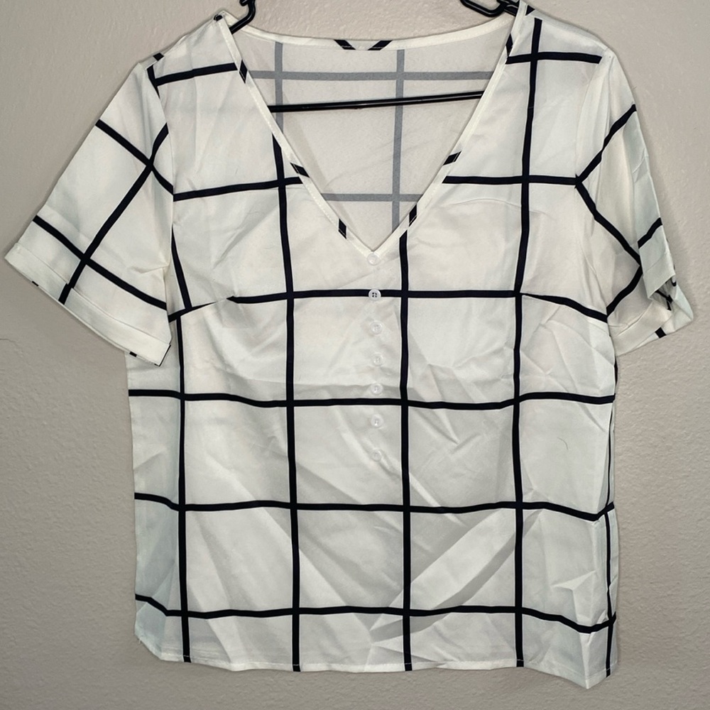 White and Black Striped Blouse